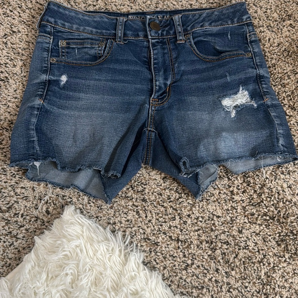 American Eagle Outfitters Blue Jean Shorts Distressed Cut-Off